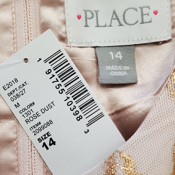 The Children's Place Rose Dust Metallic Blush Pink Girl's Belted Dress Size 14 - Picture 5 of 15
